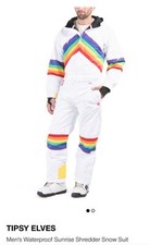 Tipsy Elves Men  s Waterproof Midnight Shredded Snow Suit Large