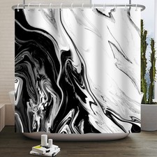Black White Marble Shower Curtain 72x72 Modern Abstract Unbranded FROM USA