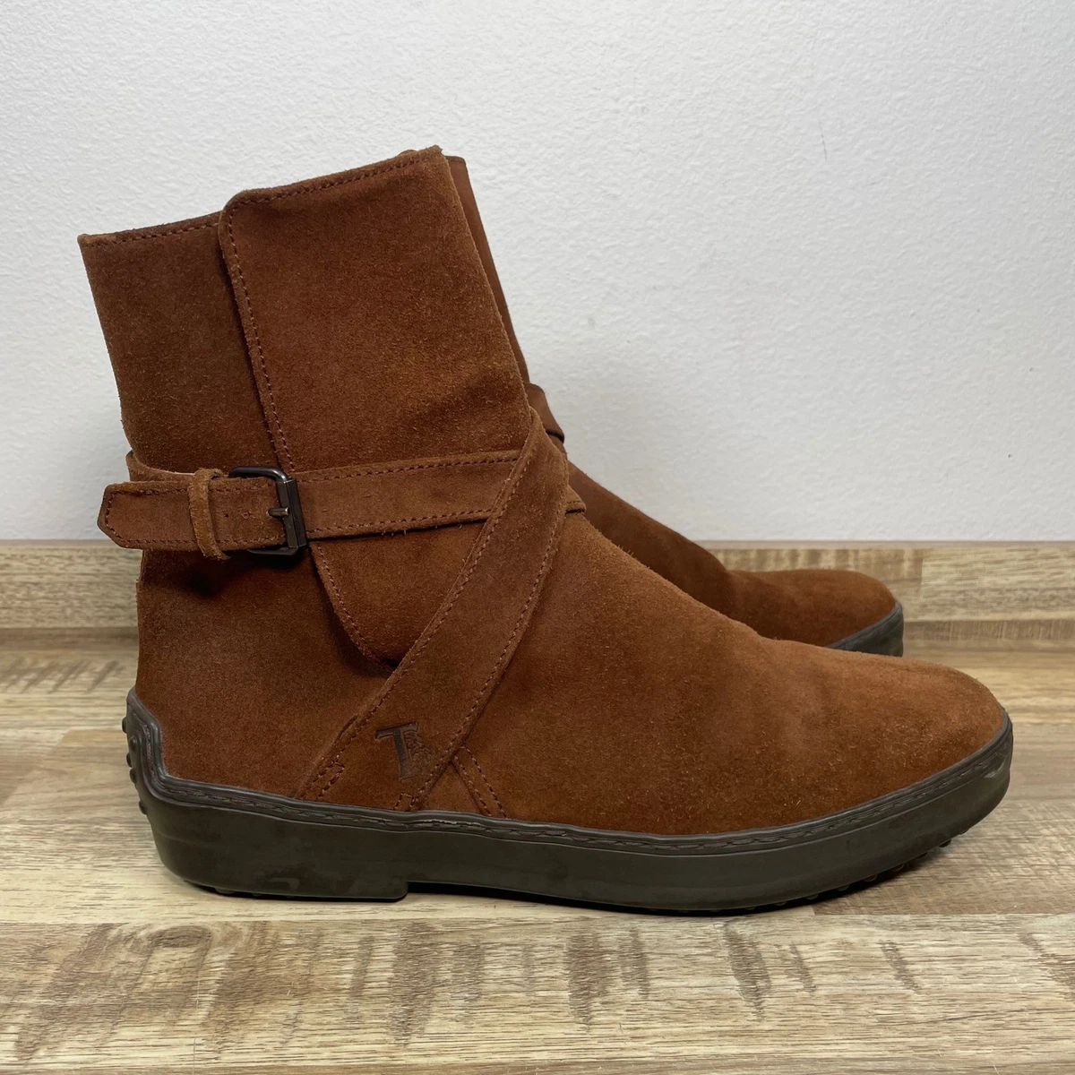 Tod\'s Men Brown Suede Buckle Strap Ankle Boots Pebble Soles UK 9 - US 10.5 EUC 9448D50C-F1FF-44FB-9DA6-  main image 2