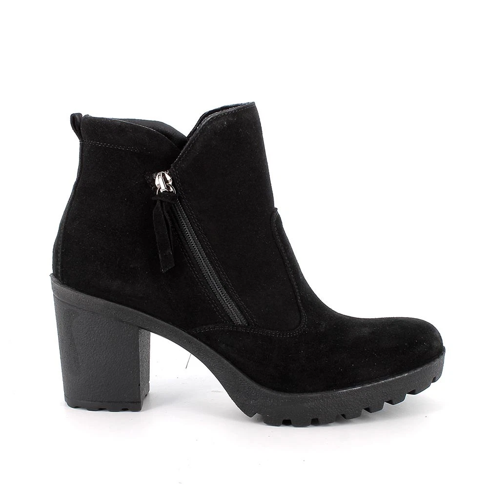 Stivaletti Donna IGI&Co 4661611 In Camoscio Nero, Tacco 8 Cm, Plateau, Cinturino Alla Caviglia, Chiusura Zip, Taglia 37