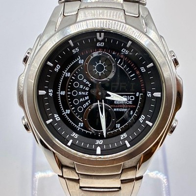Casio Edifice EFA 116 Mens Watch Chronograph Black Dial Silver Case Quartz