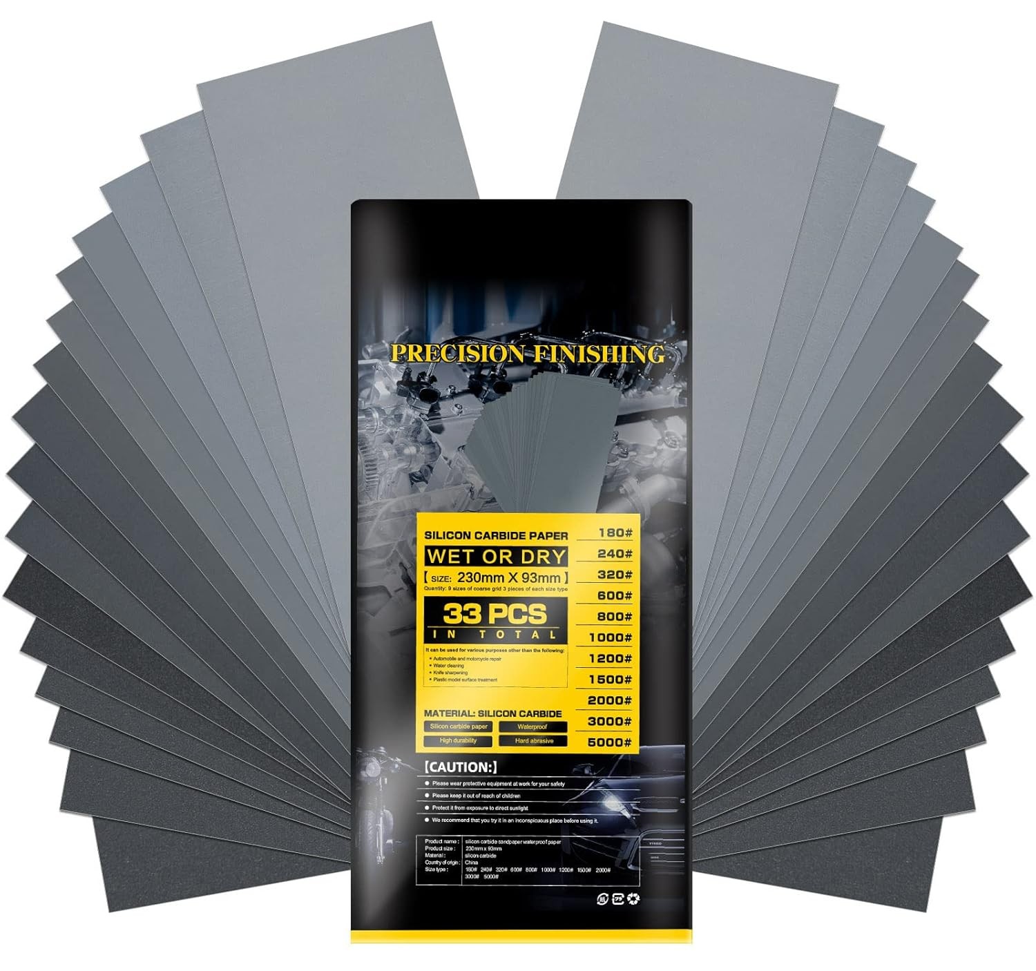 33 Sheets Wet and Dry Sandpaper,150 to /5000 Assorted Grit Sandpaper,9 x 3.7 in