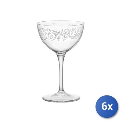 6x Klarglasgläser mit Jugendstil Dekor für Martini Cl23,5