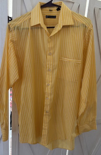 Guy Laroche, Guy Laroche 16 32/33 Men’s Shirt Yellow Stripe Vintage Long Sleeve Button