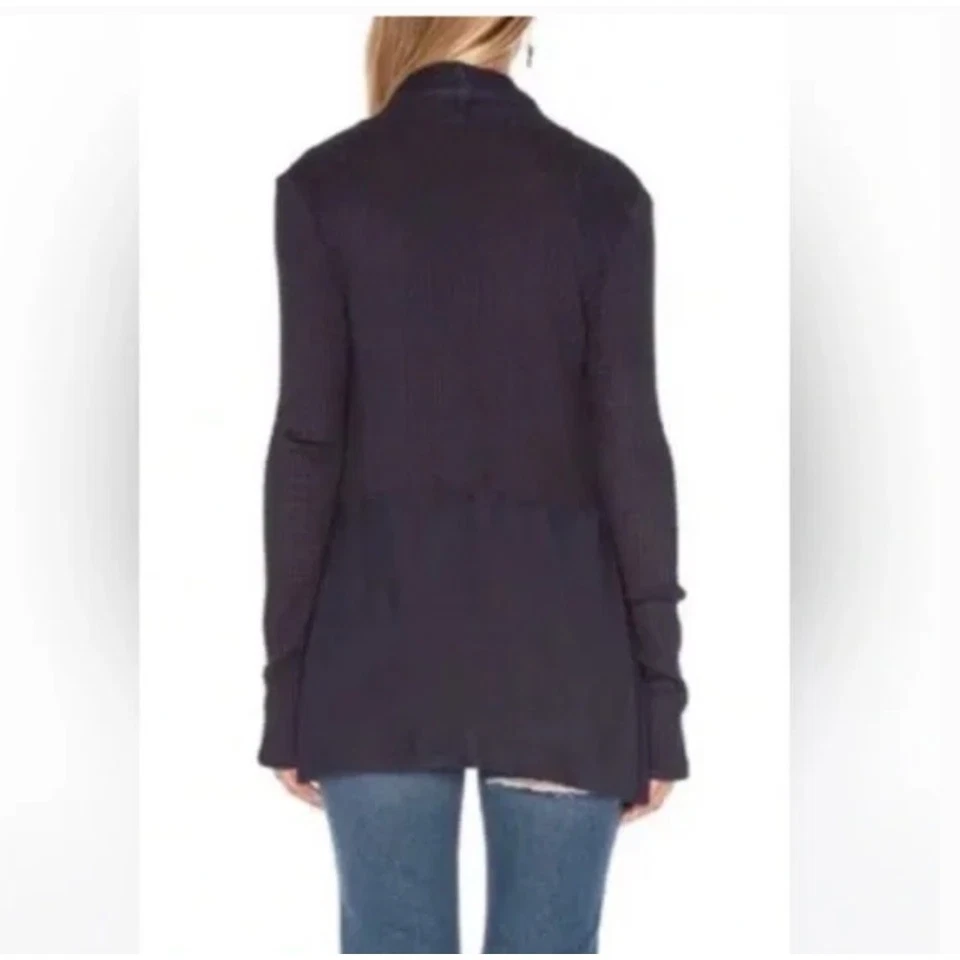Velvet by Graham and Spencer Bertha Cardigan S NWT Waffle Drape Front Blue - Image 2 of 4