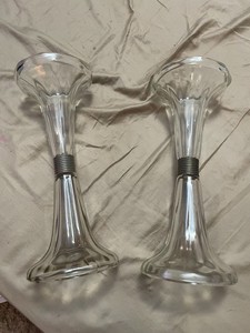 2 vintage drugstore soda fountain store display storage glass shelf risers 12.5"