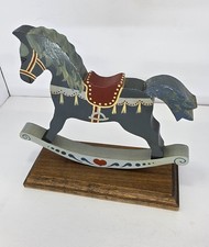 Vintage Wooden Rocking Horse Shelf Sitter Handpainted Country Cottage Kitschy