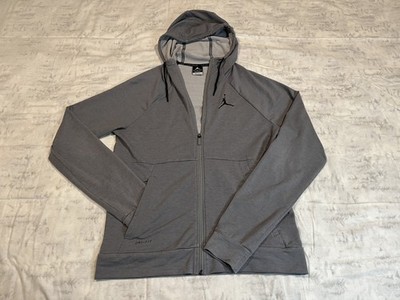 Nike Air Jordan Hoodie Mens Size Med Gray Full Zip Hooded Sweater Dri-Fit