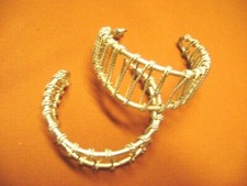VINTAGE SUPER LARGE TWISTED WIRE HOOP SILVER TONE PIERCED EARRINGS