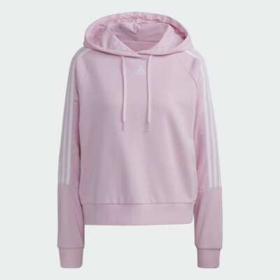 ADIDAS Essentials Loose-Cut 3-STRIPES Cropped Hoodie Clear