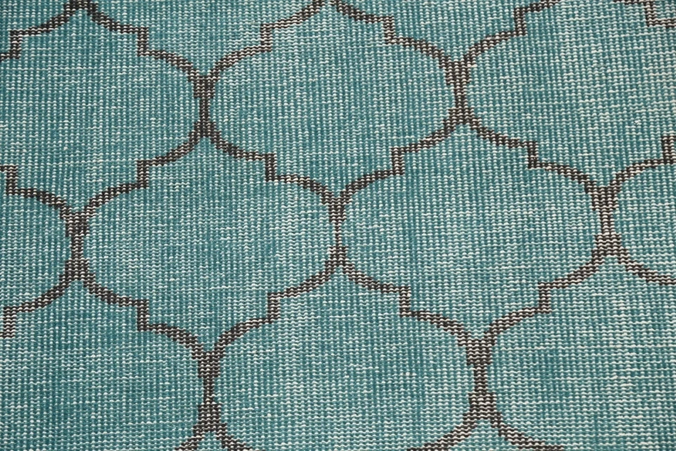 Abstract Teal Green Vintage Style Trellis Area Rug Wool Hand-knotted Carpet 4x6 - Image 4 of 4