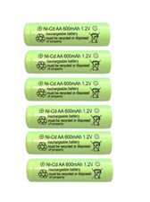 6-PCS AA Rechargeable Batteries NiCd 600mAh 1.2v Garden Solar Lights Ni-Cd V6