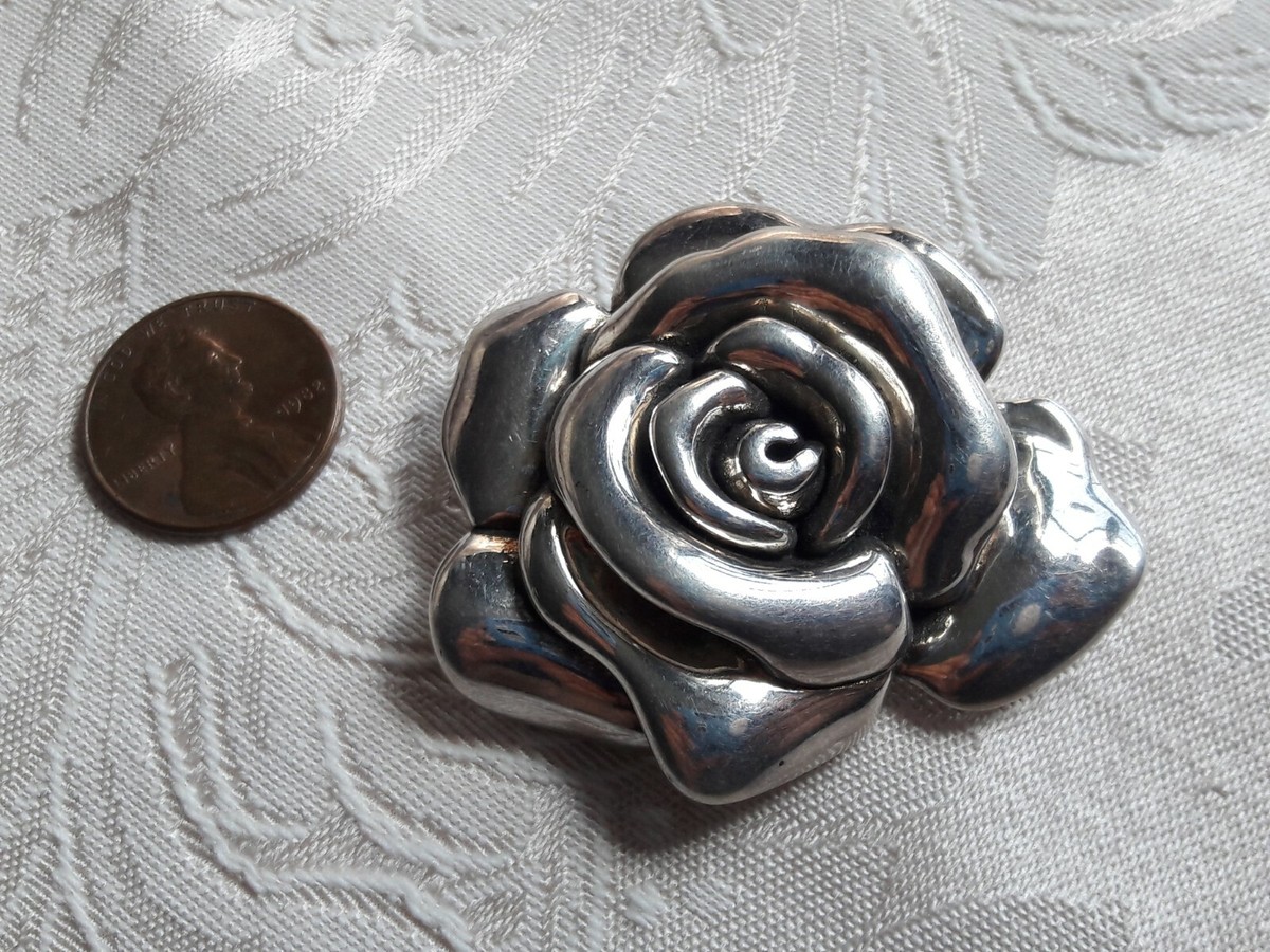 Silver 925 Rose Flower Design ブローチ 薔薇・ローズのブローチ・フィリグリーsilver925（d-04-si）銀線