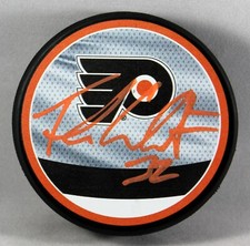FELIX SANDSTROM SIGNED PHILADELPHIA FLYERS REVERSE RETRO PUCK NHL AUTOGRAPH +COA