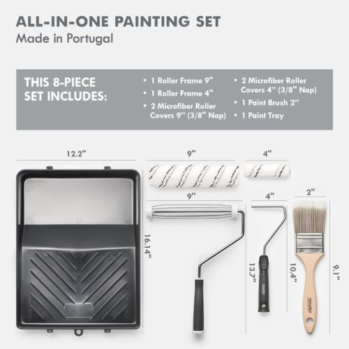 Versatile 8-Piece Paint Roller Kit with Microfiber Covers for All Projects - Picture 4 of 9