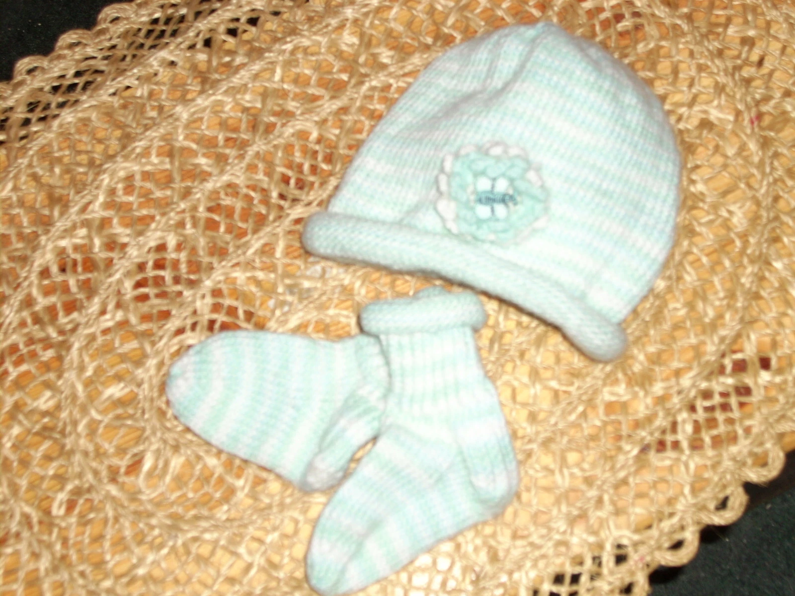 Handknit Wool Baby Hat & Matching Socks