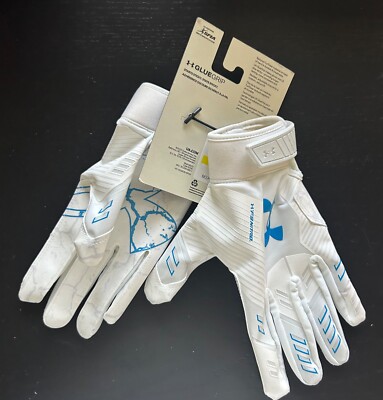 NEW UNDER ARMOUR F9 NITRO GLUE GRIP ADULT SMALL FOOTBALL GLOVES WHITE MSRP $50