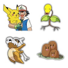 Pokemon Cartoon Set Of 4 Vinyl Sticker Decal - 5'' longer side ID:5