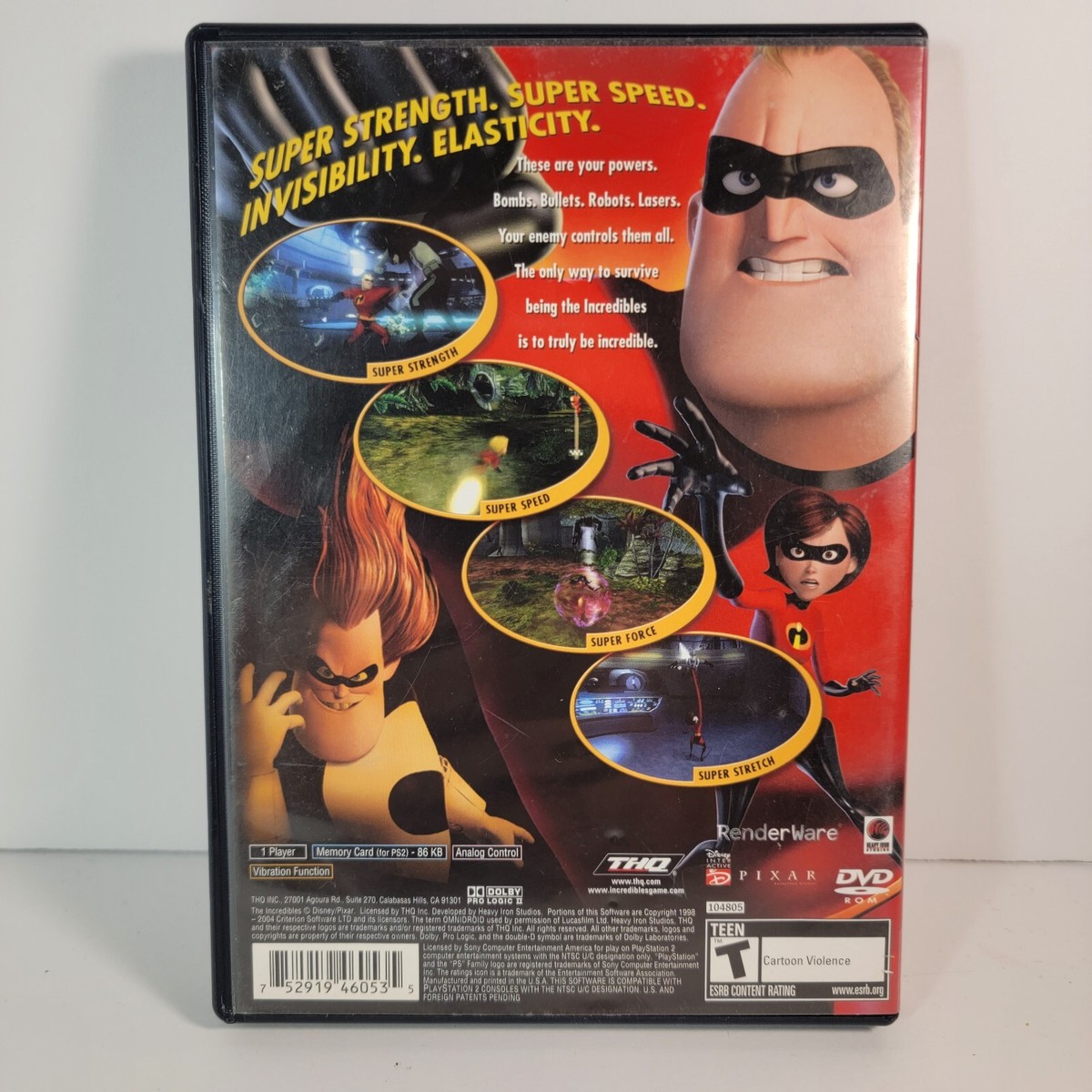 Disney Pixar The Incredibles Sony PlayStation 2 PS2 Video Game