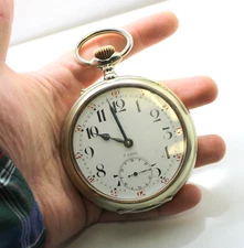 Stunning WW1 80mm Swiss Goliath 8-Day Pocket Watch Circa 1914-1918