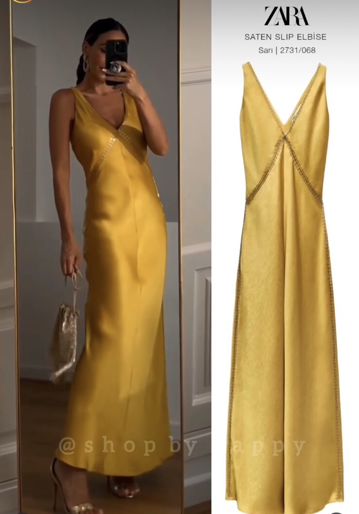 NWT_ZARA $139 WOMAN LONG BEADED SATIN SLIP DRESS ZW