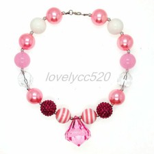 Dream Pink Pendant Chunky Beads Kids Gumball Bubblegum Fashion Women Necklace