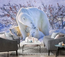 3D Animal Polar Bear G3949 Wallpaper Wall Murals Removable Self-adhesive Honey