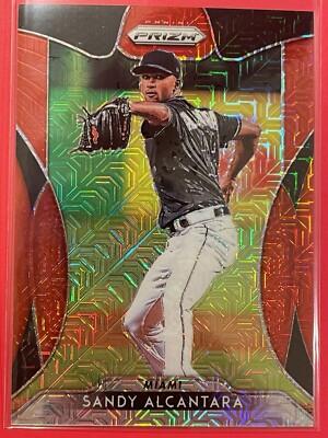 2019 Panini Prizm Sandy Alcantara Red Mojo Prizm /299 #112 Baseball Marlins