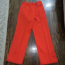Vintage 70s disco era Red textured Polyester Pants Wide Leg High Waist - 1970s