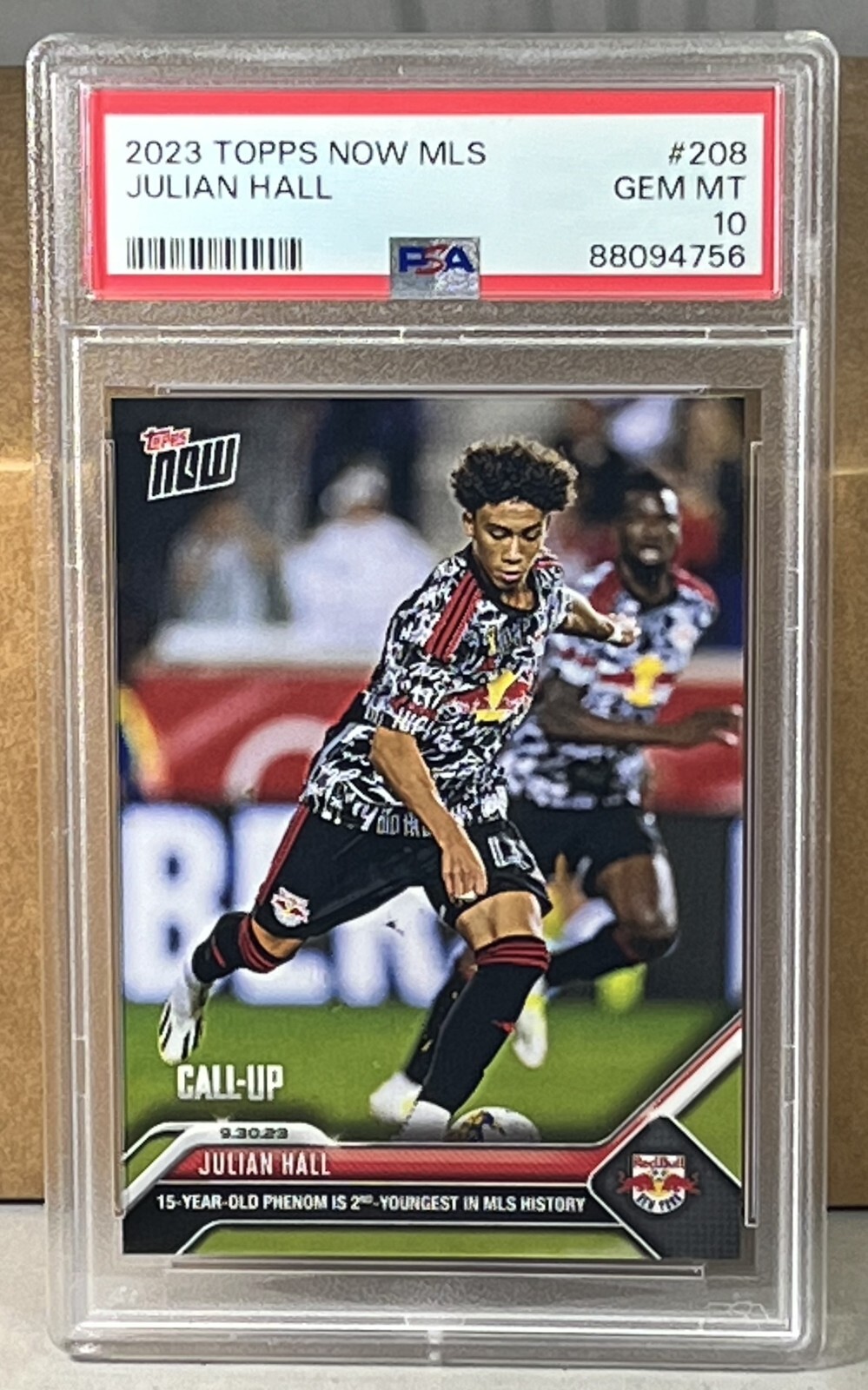 2023 TOPPS NOW MLS #208 JULIAN HALL PSA 10 GEM MINT NEW YORK RED BULLS Call-Up