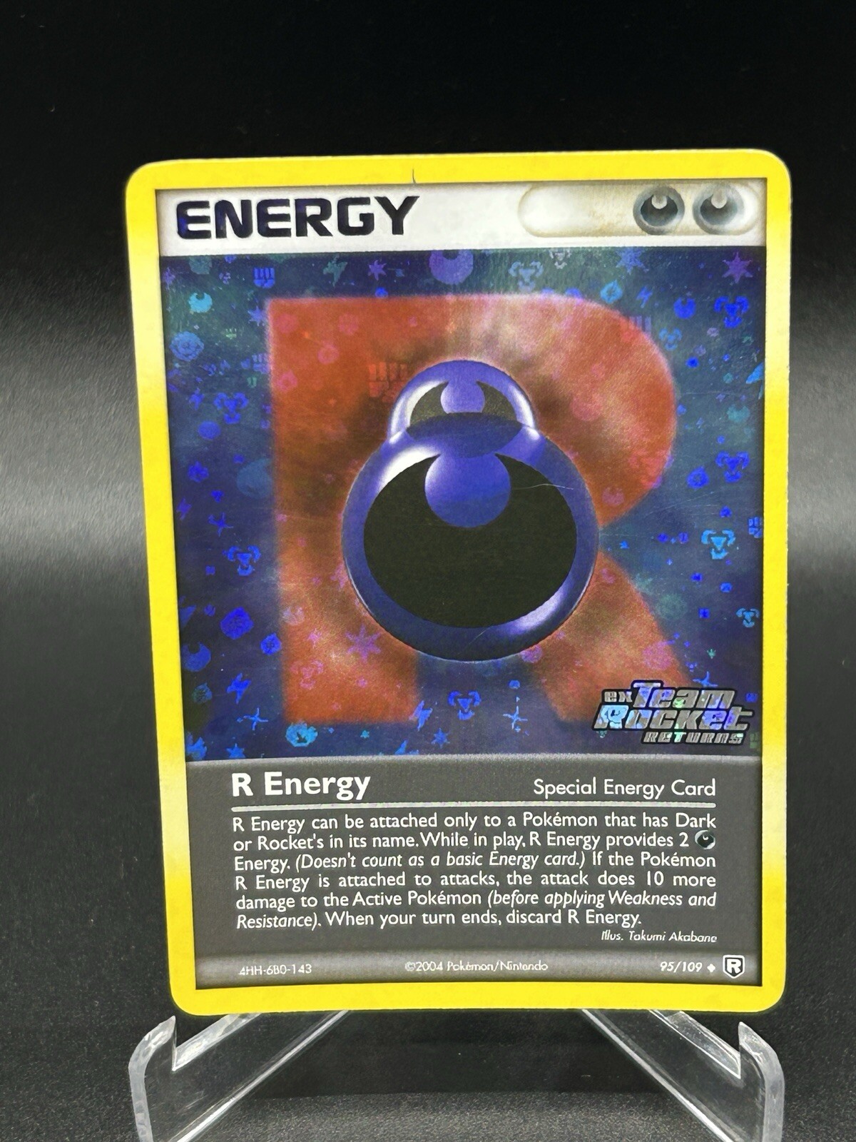 R Energy Reverse Holo 95/109 Team Rocket Returns Pokemon Card 2004 Stamped