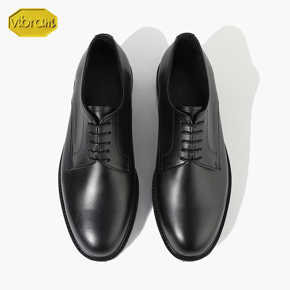 SAOLA Firenze Atelier Oxford Derby uomo fatto a mano in pelle nera stringata con suola Vibarm