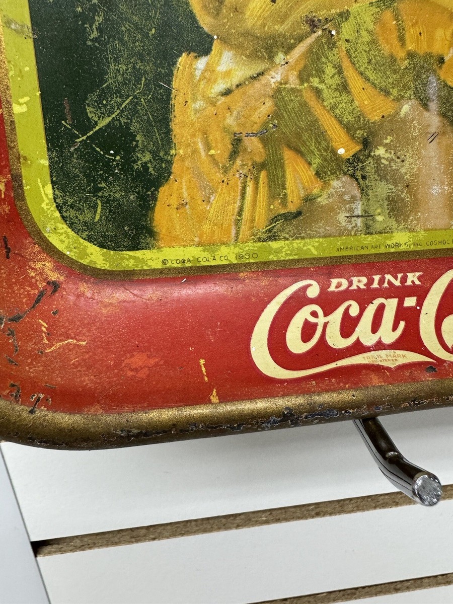 Original 1930 Coca-Cola Coke Soda Serving Tray Girl On Phone