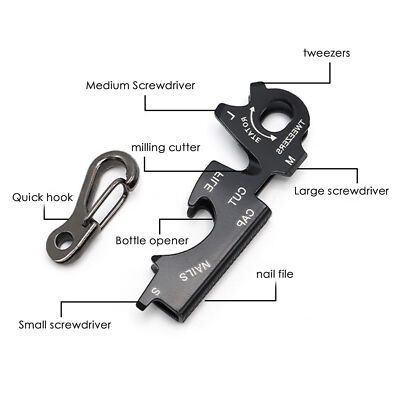 2 Pcs Keychain Tools and Gadgets 8 in 1 Stainless Steel Screwdriver Tool