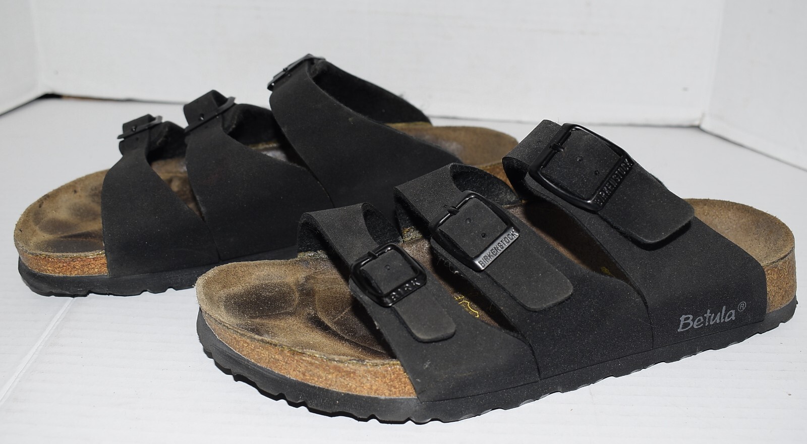 Birkenstock Betula 3-Strap BIRKO-FLOR Black Slide Sandals Womens