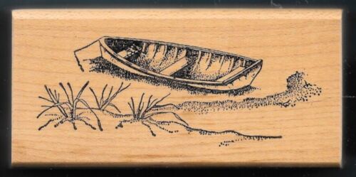 DINGHY ROW BOAT BEACH SHORELINE Tender SEA LIFE wood THE ARTIST  Rubber Stamp - Picture 1 of 3