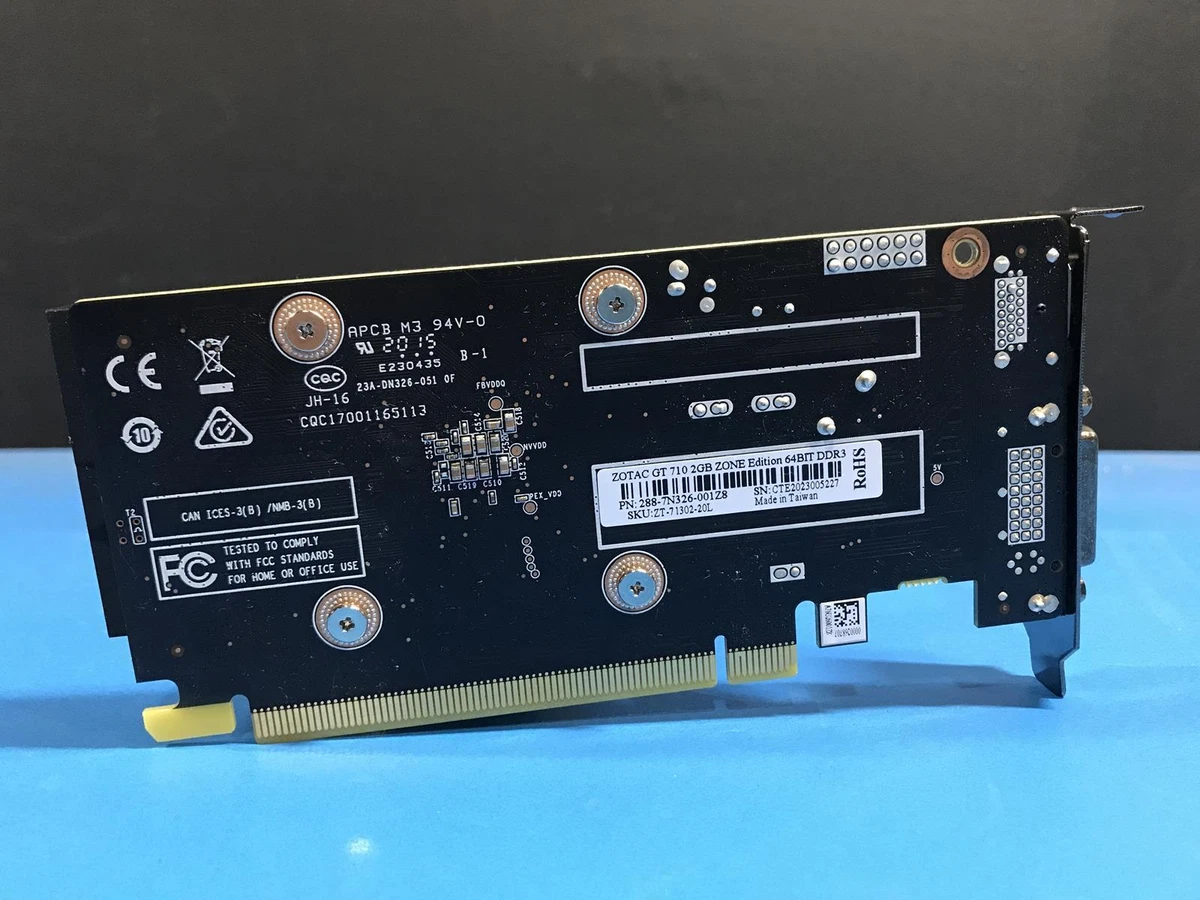  ZOTAC GeForce GT 710 1GB DDR3 PCI-E2.0 DL-DVI VGA HDMI