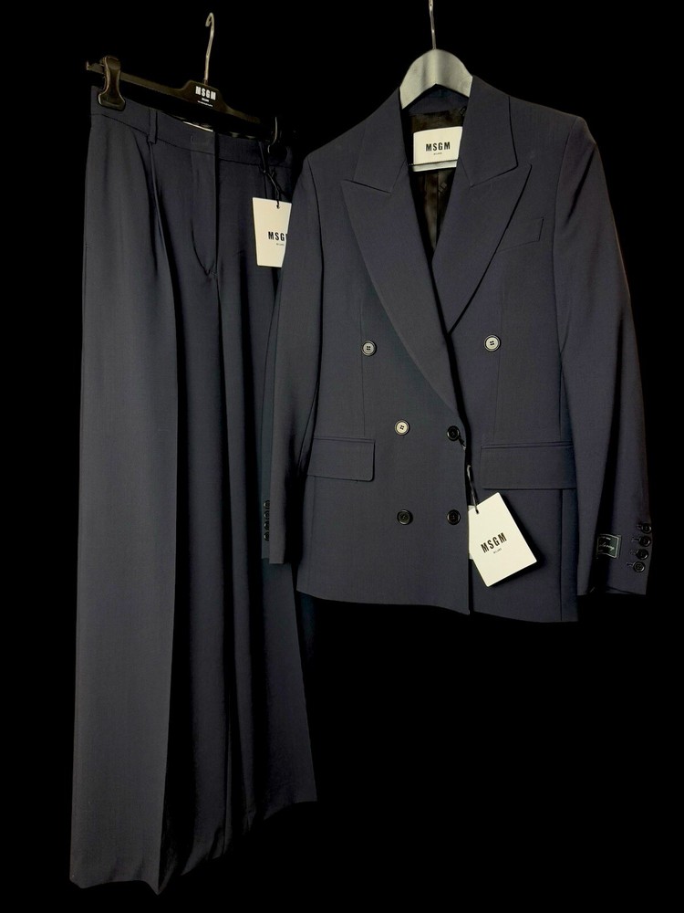 BNWT Women’s MSGM Double Breasted Suit UK6 IT38 Wool Wide Leg RRP £985