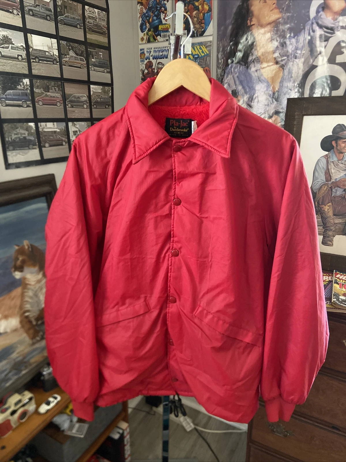 Vintage Pla-Jac By Dunbrooke Nylon Jacket Unisex M Retro Coat Blank Red Simple