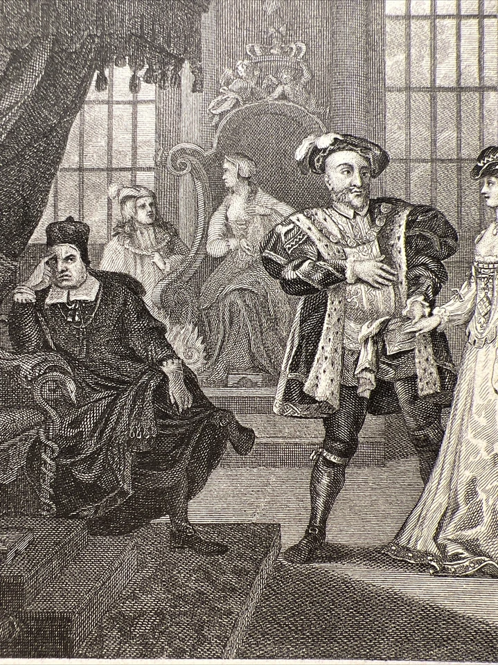 Antik Stahlstich 1860 King Henry Anna Boleyn Illustration Engraving Illustration - Bild 4 von 4