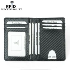 Mens Bifold Wallet Compact Card Holder Genuine Leather Slim Minimalist Wallet