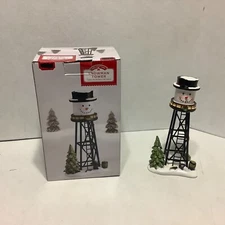 Christmas Village Snowman Holiday Time Water Tower w/Box