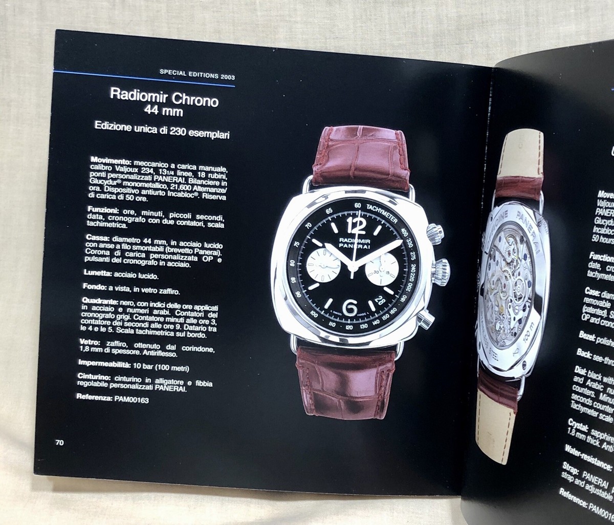 Livre / Catalogue PANERAI Années 1997 à 2004 - Brochure, Dépliant - Occasion - Pour Collectionneurs De Montres
