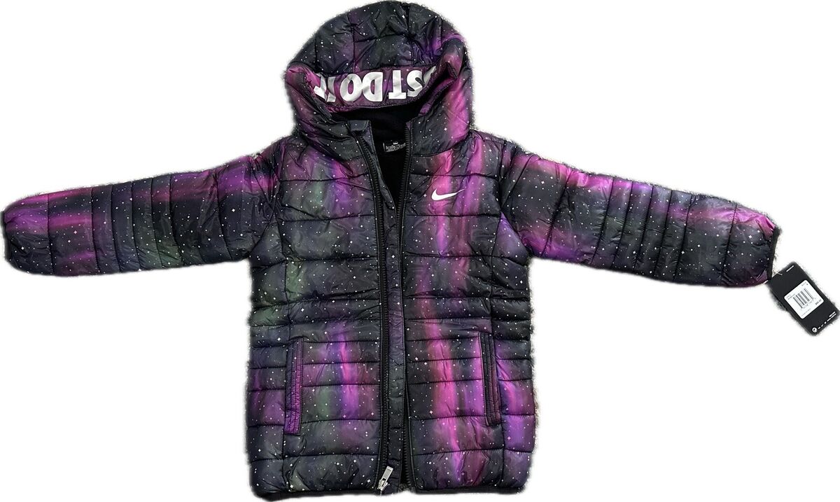 Nike Just Do It All Over Printed Puffer Jacket Coat Size 6/M Nike Just Do It All Over Printed Puffer Jacket Coat Size 6/M