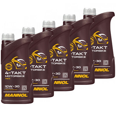 Motoröl Motor Öl MANNOL 10W-30 4-Takt Motorbike 5 X 1 Liter für BMW Honda Gas