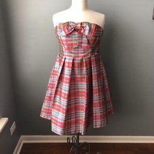 NWT Anthropologie Eva Franco Plaid Strapless Bow Dress Sz 10 Originally $178