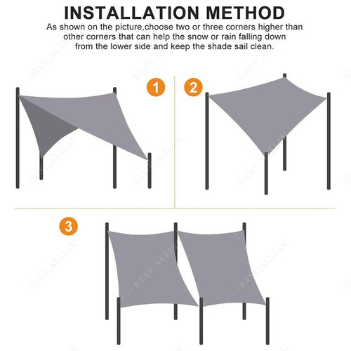 Heavy Duty Shade Sail Cloth Waterproof Canopy UV Block Rectangle with Hardware - Picture 24 of 59