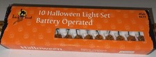 Vintage Indoor Halloween Mini Jack O Lantern 10 Light Set Battery Operated NOS