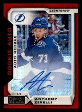 2018-19 OPC Platinum Anthony Cirelli Red Prisms Rookie Auto #/50 (ref 29475)