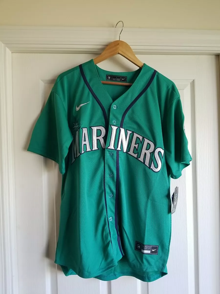 Retro Ken Griffey Jr Seattle Mariners Green Mens Large Baseball Jersey